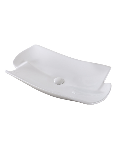 כיור חרס מונח אופק לבן מבריק