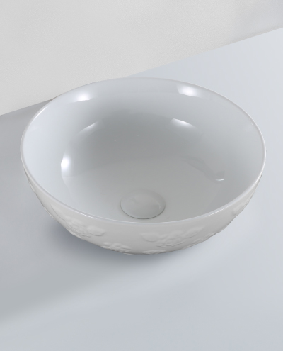 כיור חרס מונח סהר לבן מבריק