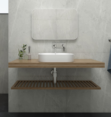 מדף סולם עץ מלא