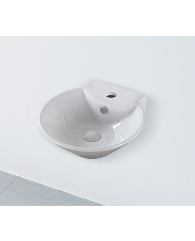 כיור חרס תלוי קירבי לבן מבריק