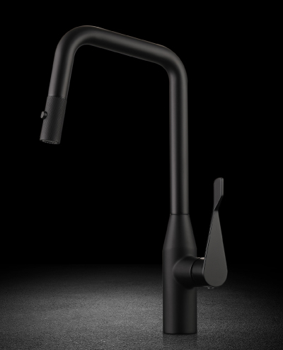 ברז מטבח נשלף איירון שחור מט