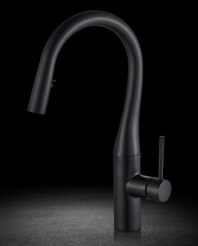 ברז מטבח נשלף קוקו שחור מט