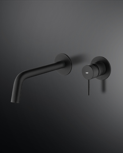 ברז קיר אורבן עגול שחור מט