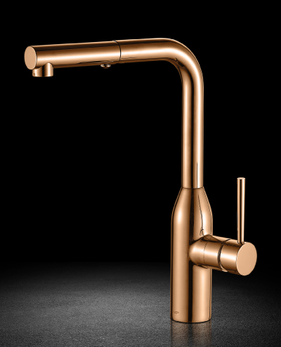 ברז מטבח נשלף קסטל רוז גולד