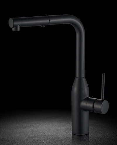 ברז מטבח נשלף קסטל שחור מט