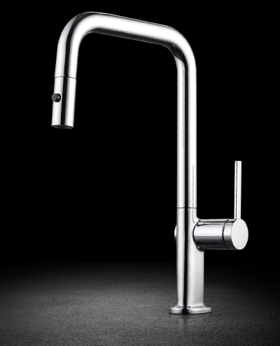 ברז מטבח נשלף ריג׳נט מרובע ניקל