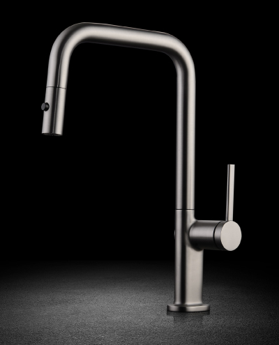 ברז מטבח נשלף ריג׳נט מרובע סילבר מטאל