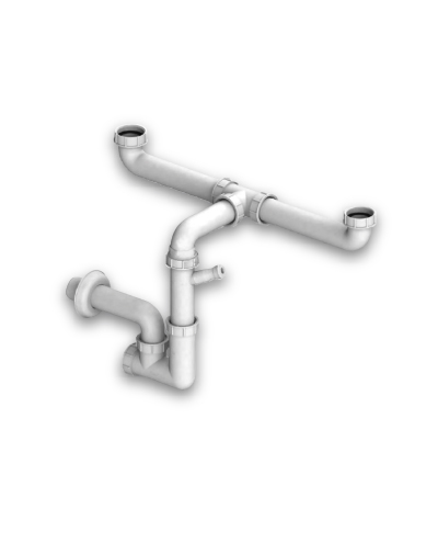 סיפון כפול למטבח עם יציאה למדיח