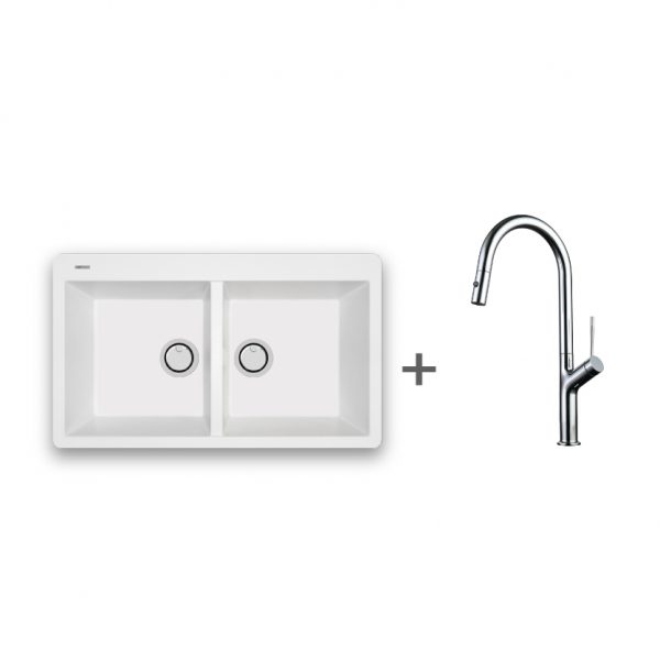 סט ארמני 86 לבן / ניקל למטבח