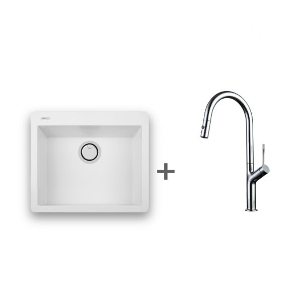 סט ארמני 60 לבן / ניקל למטבח