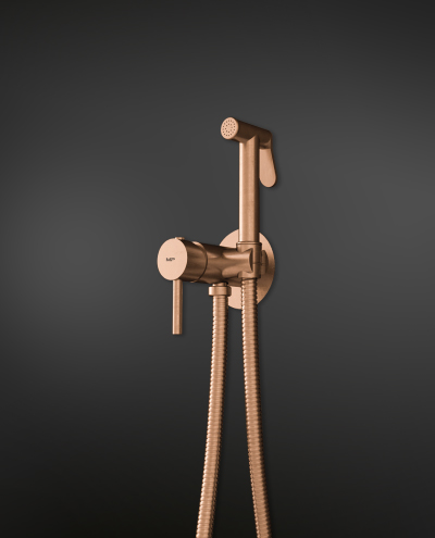 מתיזן בונטון עגול רוז גולד מוברש - כולל: מערכת קיר,תפסן,צינור,מזלף