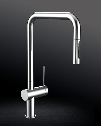 ברז מטבח נשלף סוהו מרובע ניקל MP